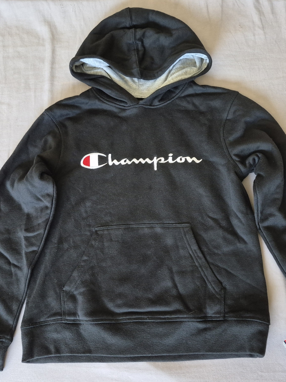 Champion Men's Black Logo Hoodie Sweatshirt